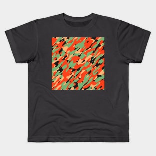 Orange Olive Camouflage Kids T-Shirt